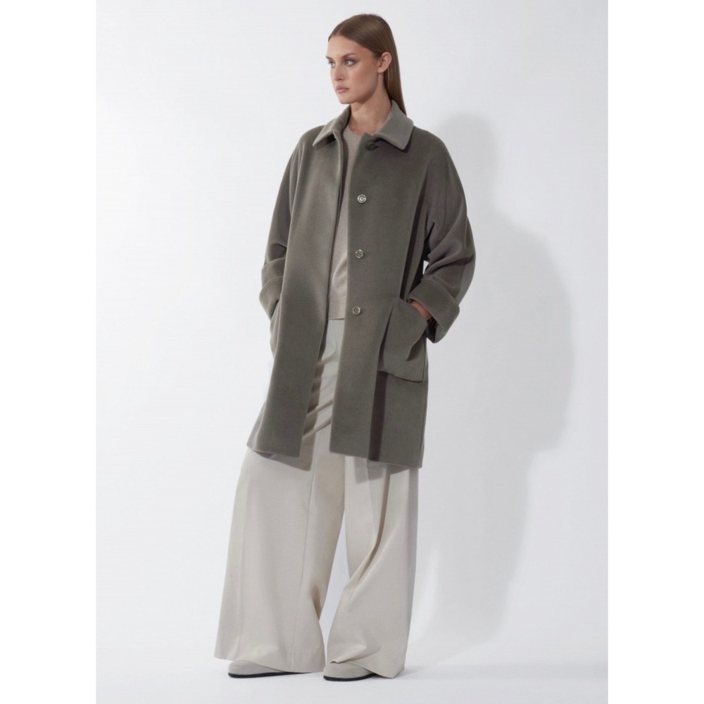Cinzia Rocca Womens Pure Virgin Wool Coat Taupe Made in Italy Size 10